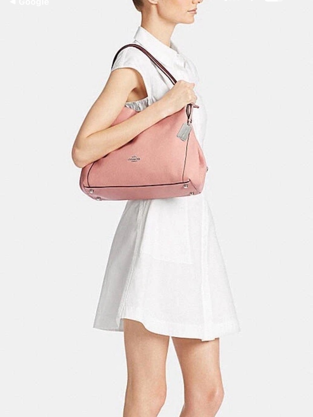 Coach Edie Pebbled Pink Leather Carryall Shoulder Hobo Purse Bag - Picture 6 of 16